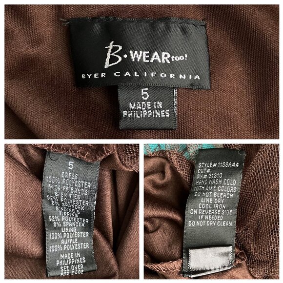 Vintage Y2K Brown Teal Floral Halter Satin Party Dress. XS. Girlhoodcore Fairy - Picture 12 of 13